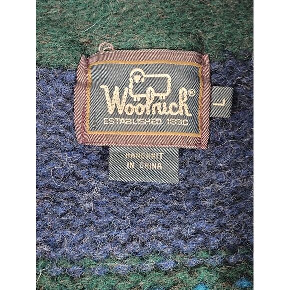 VTG 90s Woolrich Sweater Aztec Design Shawl Collar Cardigan Men's Sz L - Picture 4 of 8